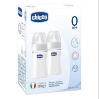 Hộp 2 Bình Thủy Tinh Núm Silicone Chicco (150ml) chịu nhiệt