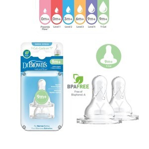 Hộp 2 chiếc núm ti cổ thường Dr.Brown's - chữ Y (cho bé tập ăn cháo)
