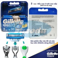 Hộp 2 lưỡi dao cạo râu Gillette Mach 3 turbo (đầu cạo 3 lưỡi kép)