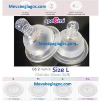 HỘP 2 NÚM TI SILICON CỔ RỘNG CAO CẤP SPECTRA (SIZE L cho bé từ 5 – 7 tháng)