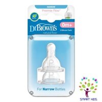 Hộp 2 núm ty Dr.Brown's cổ hẹp Preemie dành cho trẻ sinh non và bú yếu