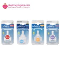 Hộp 2 núm ty Dr.Brown's cổ hẹp số 1, 2, 3, 4
