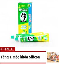 Hộp 2 tuýp Kem đánh răng ông tây đen Darlie bạc hà Thái Lan (170g)-Tặng móc khóa Silicon