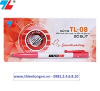 Hộp 20 cây bút bi bấm Thiên Long  - TL08 - Đỏ