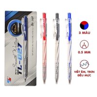 Hộp 20 cây bút viết bi bấm mực khô Thiên Long TL-027 / TL027 ngòi 0.5mm mực xanh / đỏ / đen