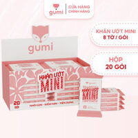 Hộp 20 gói Khăn giấy ướt Gumi Mini tiện lợi, không mùi bỏ túi tiện lợi