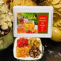 Hộp 20 gói trà Đông trùng hạ thảo sấy khô thăng hoa kết hợp kỷ tử Ninh Hạ, táo đỏ Tân Cương, long nhãn Hưng Yên