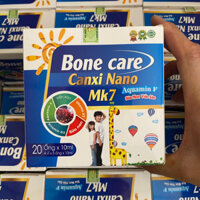 Hộp 20 ống BONE CARE CANXI NANO MK7 Aquamin F sữa non yến sào - Bổ sung canxi D3 K2 Mk7 cho trẻ em