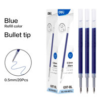 Hộp 20 Ruột bút gel Deli EG97 nét 0.5mm - Mực xanh, dùng thay thế bút A575/A057B/S101/G057, M&G... tiện dụng