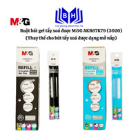 Hộp 20 vỉ 2 ruột (40 ruột) bút gel tẩy được M&G AKR67K79 (3020) ngòi 0.5mm Ruột bút gel M&G xoá được (mực xanh/ đen)