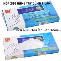 Hộp 200 găng tay nilon dùng 1 lần - Siêu dai, tiện dụng