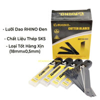 Hộp 200 Lưỡi Dao RHINO ĐEN Loại Dày SK5 Tốt (0,5mm x 18mm)