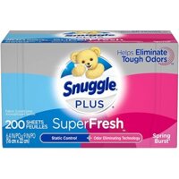 Hộp 200 Tờ Giấy Sấy Thơm Và Mềm Vải Snuggle Plus SuperFresh Fabric Softener Dryer Sheets Spring Burst (Mỹ)