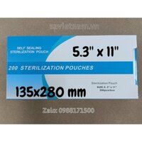 Hộp 200 túi ép tiệt trùng dạng dán sẵn 135x280mm - Túi đóng gói vô trùng dụng cụ y tế, nha khoa kích thước 13.5x28cm