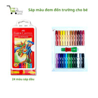 Hộp 24 bút sáp dầu màu Faber-Castell tặng kèm đồ cầm tay, hộp đựng nhựa