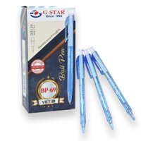 Hộp 24 cây bút viết bi bấm Gstar BP-69 / BP69 ngòi 0.5mm mực xanh (Sản xuất tại Malaysia)