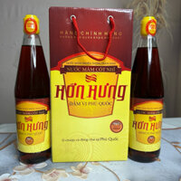 hộp 2chai/ 650ml, 40º đạm nước mắm CỐT NHĨ PHÚ QUỐC hương vị TRUYỀN THỐNG hiệu H ỚN HƯNG 2 chai 650ml