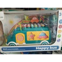 Hôp 2in1 xe bus đàn có nhạc, đồ chơi xe buýt gõ đàn cho bé TQ-MX014