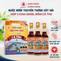 [Hộp 3 Chai] Nước Mắm Cá Thu Cát Hải - Quang Hải 35 Độ Đạm Chai 500ml, Truyền Thống