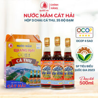 [Hộp 3 Chai] Nước Mắm Cá Thu Cát Hải - Quang Hải, 35 độ đạm, OCOP 4Sao, Đậm Đà Hương Vị truyền Thống