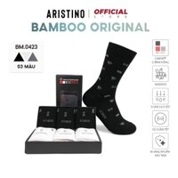 Hộp 3 Đôi Tất Nam ARISTINO Bizmen cổ cao công sở sợi Bamboo in hình, kháng khuẩn, khử mùi - BM.04.23