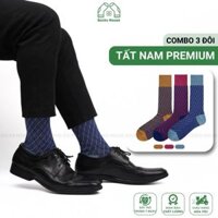 Hộp 3 đôi tất nam công sở cao cấp Socks House, tất vớ nam đi giày tây chất liệu cotton hút ẩm khử mùi hôi - LYS-2203-CB3
