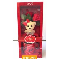 Hộp 3 món quà tặng 20/10 (gấu bông, ly sứ, hoa hồng sáp)