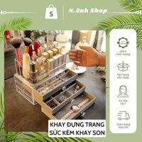 Hộp 3 ngăn kéo 3in1 trang sức, mỹ phẩm , son bọc nhung sang trọng tiện dụng