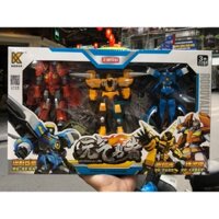 Hộp 3 Robot biến hình đồ chơi Tàu Siêu Tốc, Máy Khoan và Khủng Long 2 Sừng