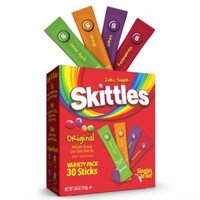 HỘP 30 GÓI BỘT PHA NƯỚC TRÁI CÂY Skittles Zero Sugar owdered Drink Mix, KHÔNG ĐƯỜNG - CAFFEINE - BÉO - LOW CALO, 86g