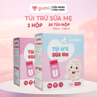HỘP 30 TÚI TRỮ SỮA GUMIKID Dung Tích 120ml-250ml, Bảo Quản Sữa Mẹ An Toàn, 2 Khóa Zipper Chống Rò Rỉ