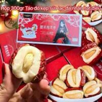 Hộp 300gr táo đỏ kẹp sữa lạc đà nhân hạt điều quà tết