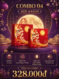 Hộp 4 Bánh Jambon Xá Xíu – Thập Cẩm Lạp Xưởng 1 Trứng – Thập Cẩm Lạp Xưởng Không Trứng – Dừa Muối Mè Vị Đài Loan