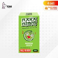 Hộp 4 cái Bao cao su Nakanishi - Siêu mỏng 0.03mm - Hương dưa lưới