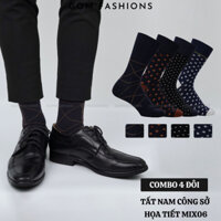 Hộp 4 đôi vớ nam công sở GOMTAT cao cấp, tất đi giày tây chất liệu cotton mềm mại thoáng khí   -GOM-MIX06-CB4