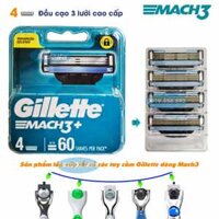 Hộp 4 lưỡi dao cạo râu Gillette Mach 3 (đầu cạo 3 lưỡi kép)