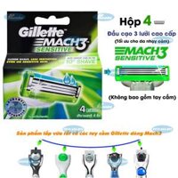 Hộp 4 lưỡi dao cạo râu Gillette Mach 3 sensitive (đầu cạo 3 lưỡi kép)
