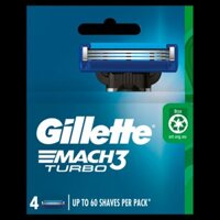 Hộp 4 lưỡi dao cạo râu Gillette Mach 3 turbo (đầu cạo 3 lưỡi kép)