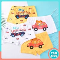 Hộp 4 Quần Chíp Bé Trai, Quần Lót Bé Trai Chất Liệu COTTON Co Giãn Đàn Hồi Tốt Họa Tiết Ô Tô Mã DL-011