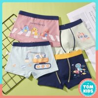 Hộp 4 Quần Chíp Bé Trai, Quần Lót Bé Trai Chất Liệu COTTON Co Giãn Đàn Hồi Tốt Họa Tiết Khủng Long Tinh Nghịch Mã DL-013