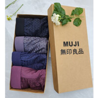 Hộp 4 quần sịp đùi nam Cotton thông hơi cao cấp xuất Nhật, quần lót boxer nam thoáng khí, quần xì
