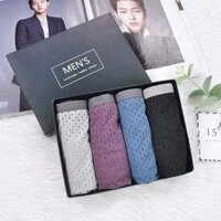 Hộp 4 sịp đùi MENS , quần lót boxer thông hơi cao cấp dành cho nam - SDNMEN -  L 45- 60kg