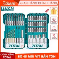 Hộp 45 mũi bắt vít bắn tôn thép đen có từ TOTAL TACSDL24502, Mũi vít HHS có từ tính mạnh để giữ vít - [CHÍNH HÃNG]