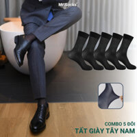 Hộp 5 đôi tất nam cổ cao đi giày tây họa tiết sọc gân Mr.Socks, vớ nam công sở cổ dài siêu thoáng mát - D16-A094-CB5