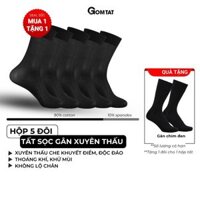 Hộp 5 đôi vớ công sở nam GOMTAT chất nylon cao cấp, họa tiết sọc gân xuyên thấu - D16-A094-CB5