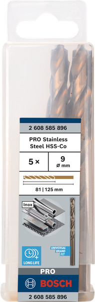 Hộp 5 mũi khoan Inox HSS-Co 9mm Bosch 2608585896