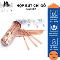 Hộp 50 bút chì Deli - loại 2B thân gỗ tự nhiên an toàn cho người sử dụng, vẽ mỹ thuật phác thảo.