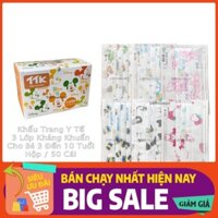 Hộp 50 Cái - Khẩu Trang Y Tế Trẻ Em Hình Siêu Dễ Thương Dành Cho Bé Dưới 10 Tuổi