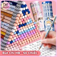 Hộp 50 Chiếc Bút Chì 2B Cute – Bút Lục Giác Định Vị Dễ Cầm Tích Hợp Đầu Tẩy Tiện Lợi, Thiết Kế Dễ Thương - SIJIN
