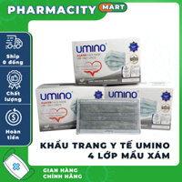 Hộp 50 chiếc mầu XANH- XÁM- TRẮNG- ĐEN- HỒNG - Khẩu trang 4 lớp UMINO